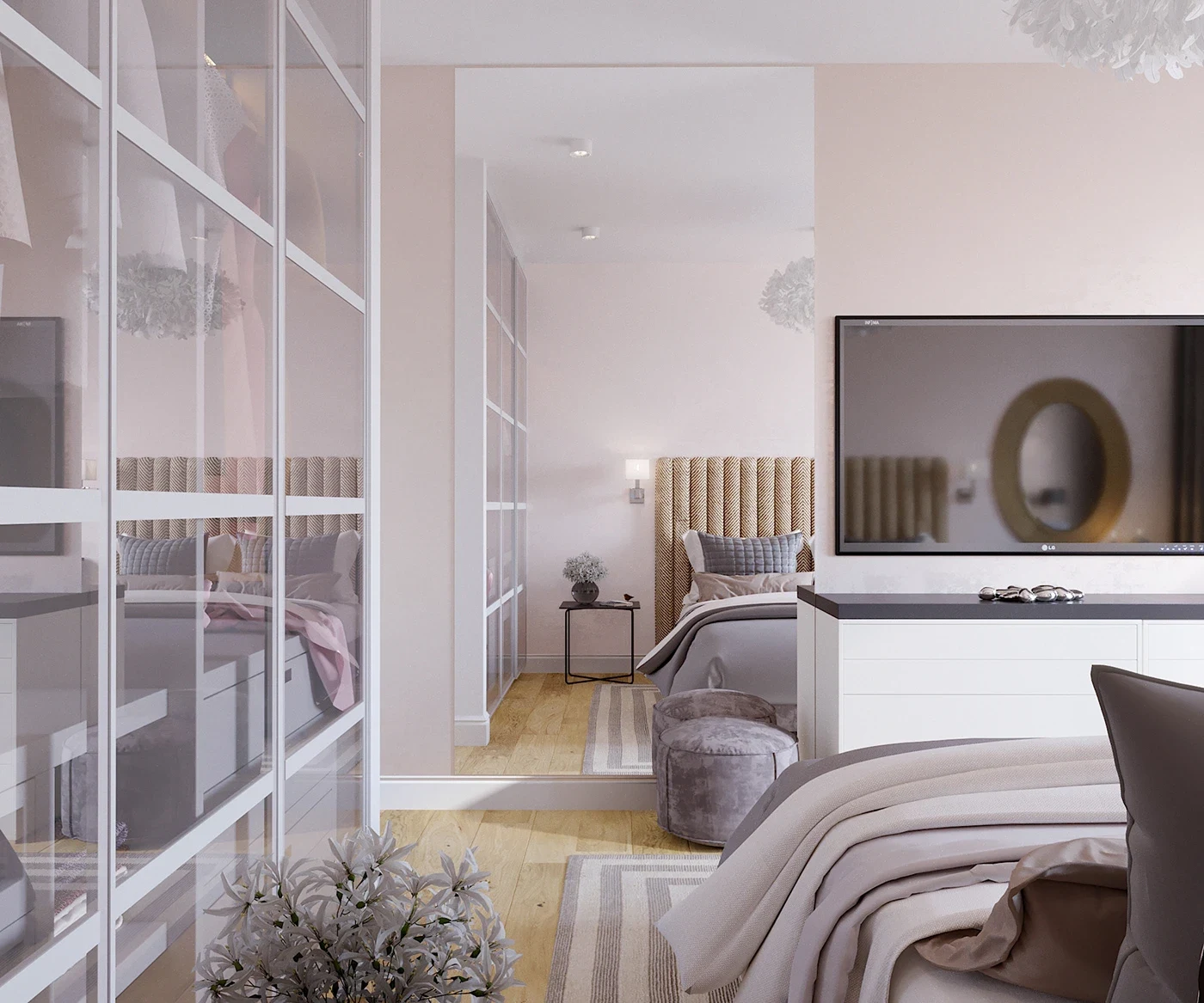 Bedroom in pastel colors