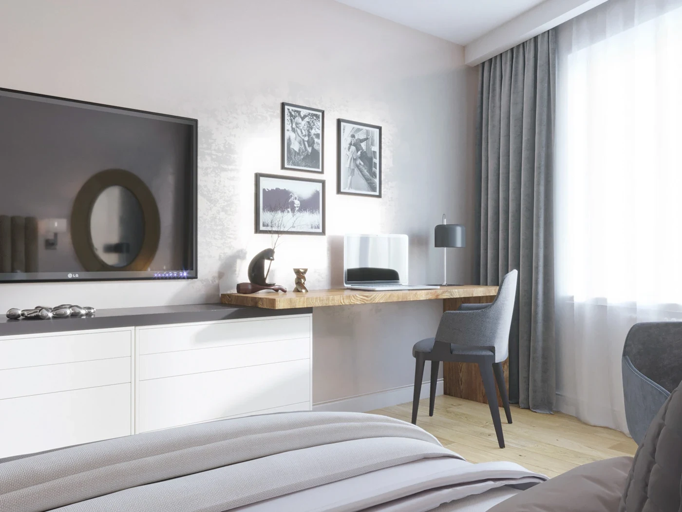 Bedroom in pastel colors