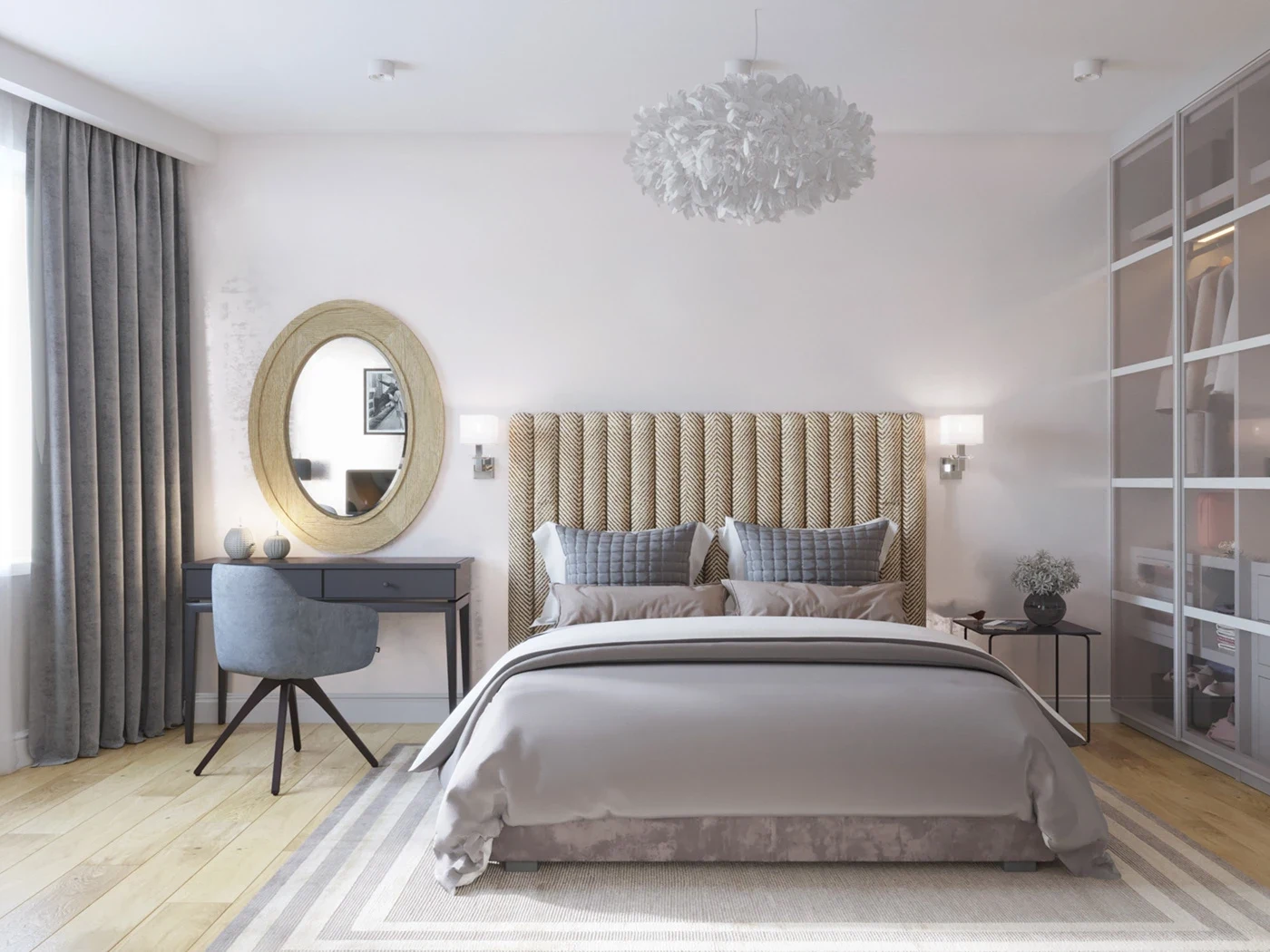 Bedroom in pastel colors