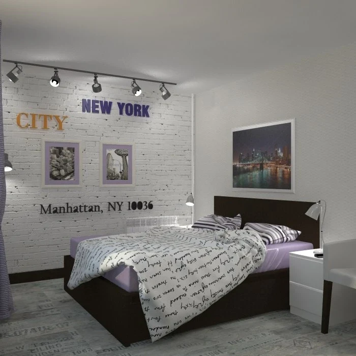Экспресс-дизайн комнаты для девушки в стиле Нью-Йорк