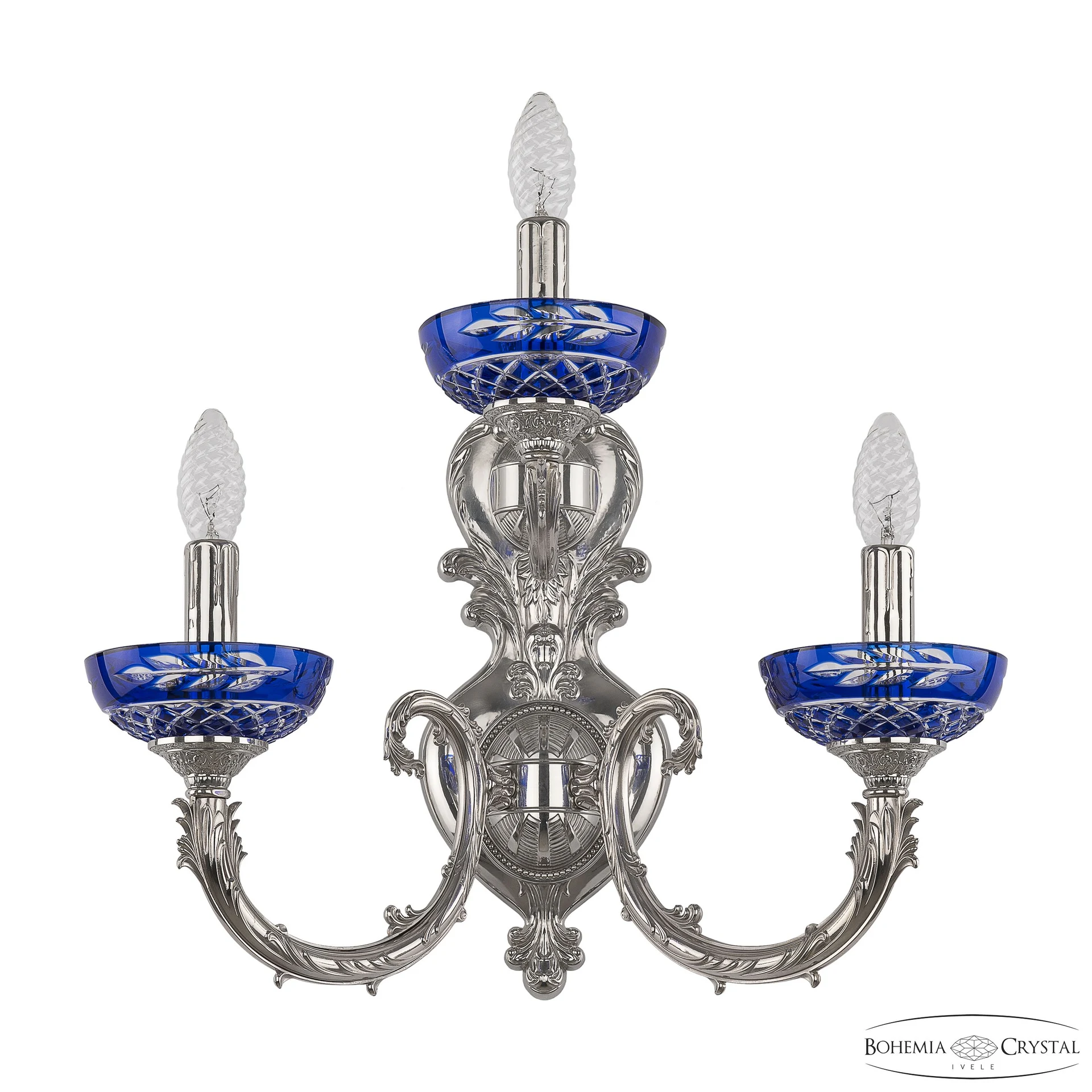 Настенное бра Bohemia 7109 7109B16/2+1/210 Ni P Clear-Blue/H-1J