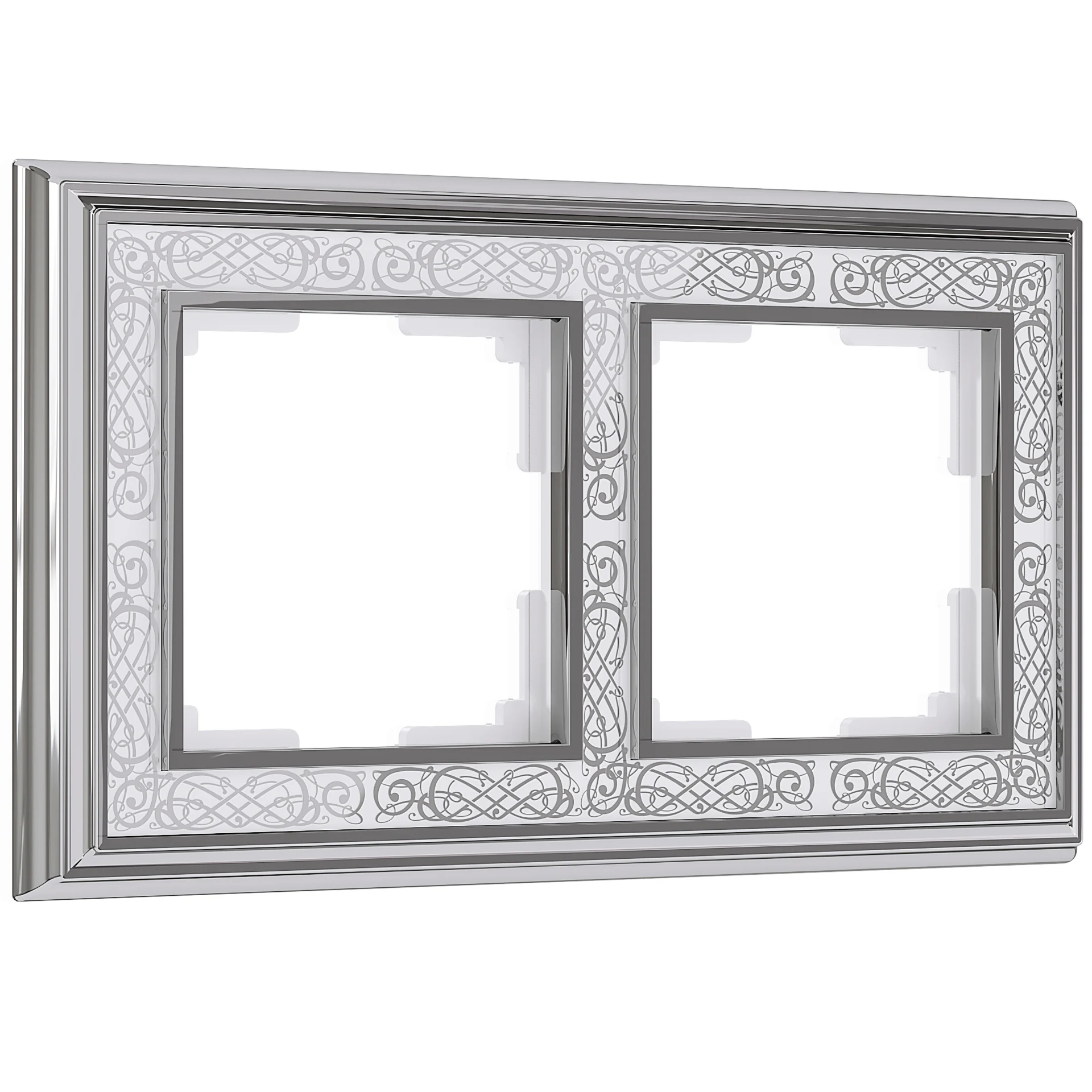 Рамка Werkel W0021431/ Рамка на 2 поста Palacio Gracia (хром/белый)