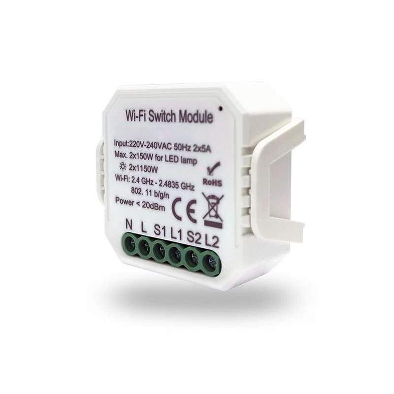 Двухканальное Wi-Fi реле-выключатель Denkirs RL1002-SM