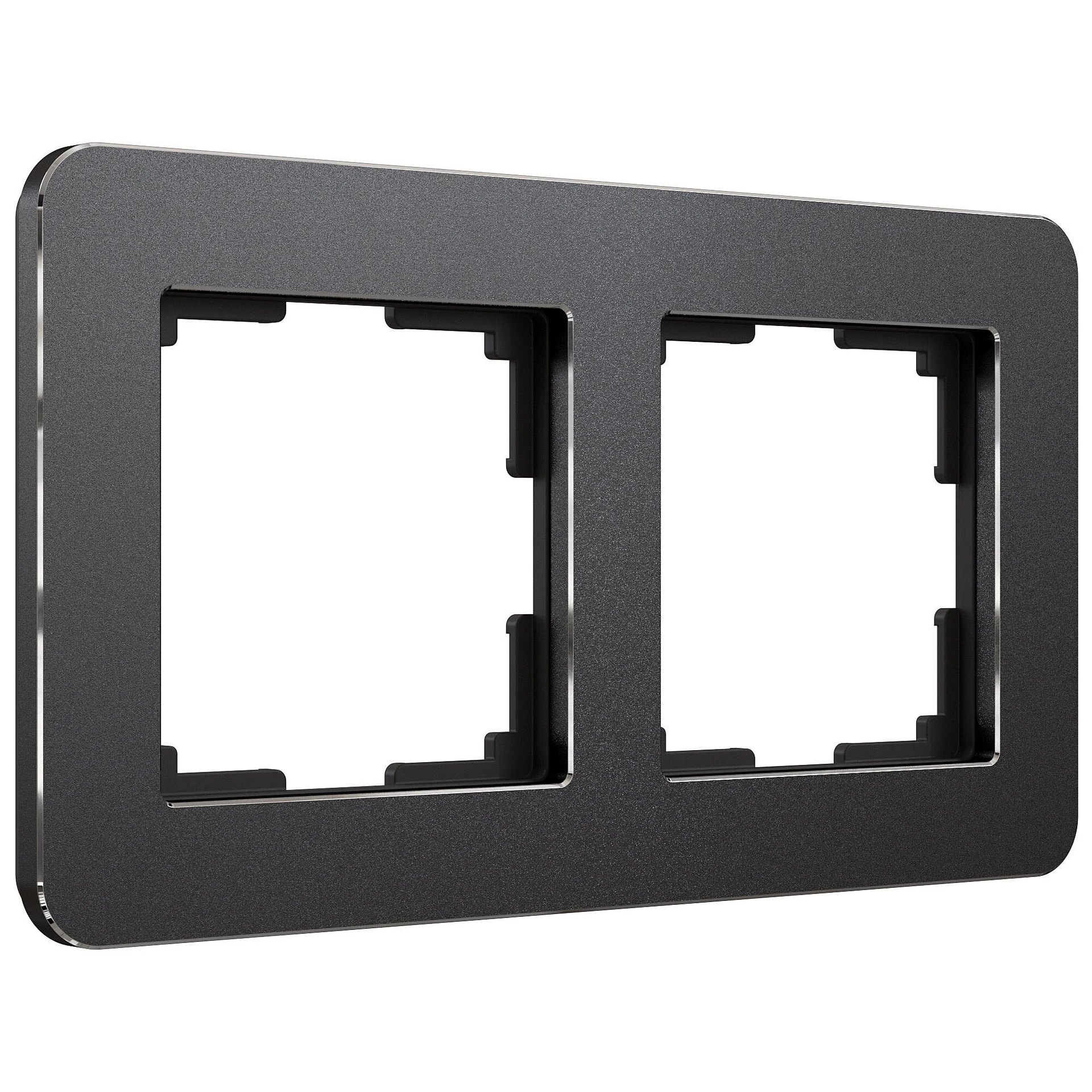 Рамка Werkel Platinum черный алюминий W0022608/ Рамка на 2 поста Platinum (черный алюминий)