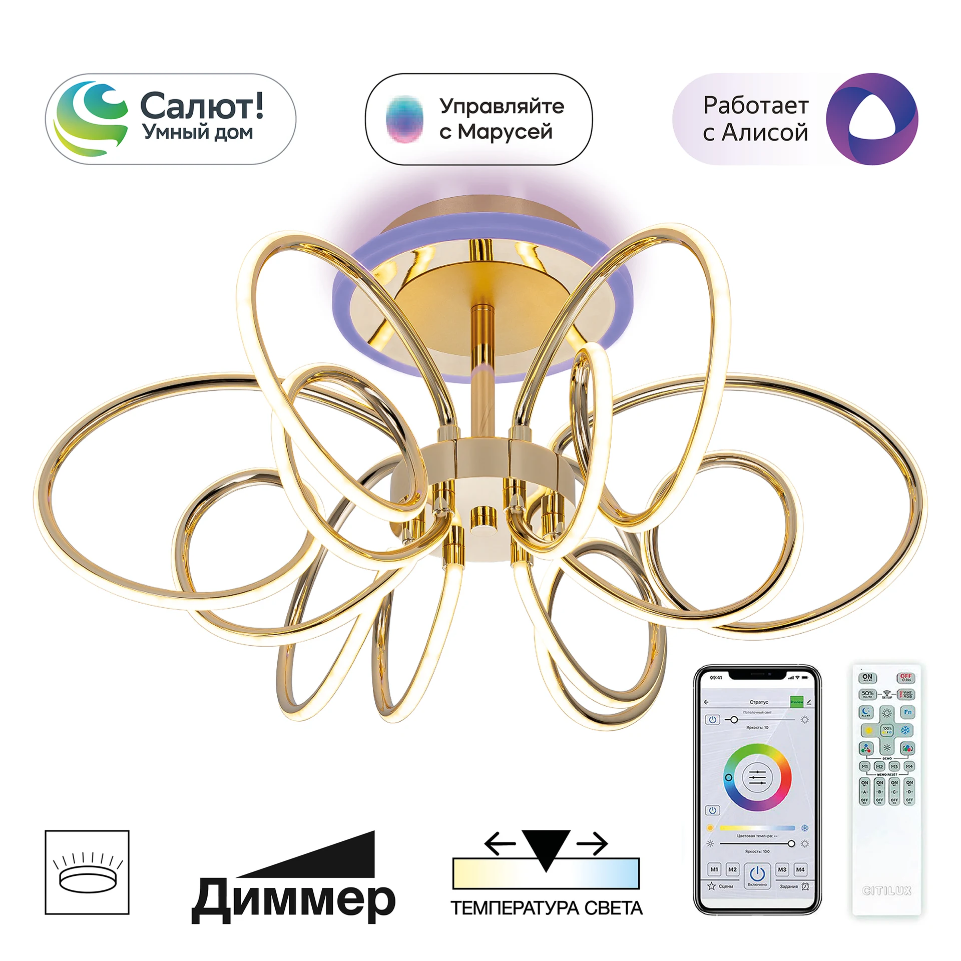 Потолочная люстра Citilux Salma smart CL224A162