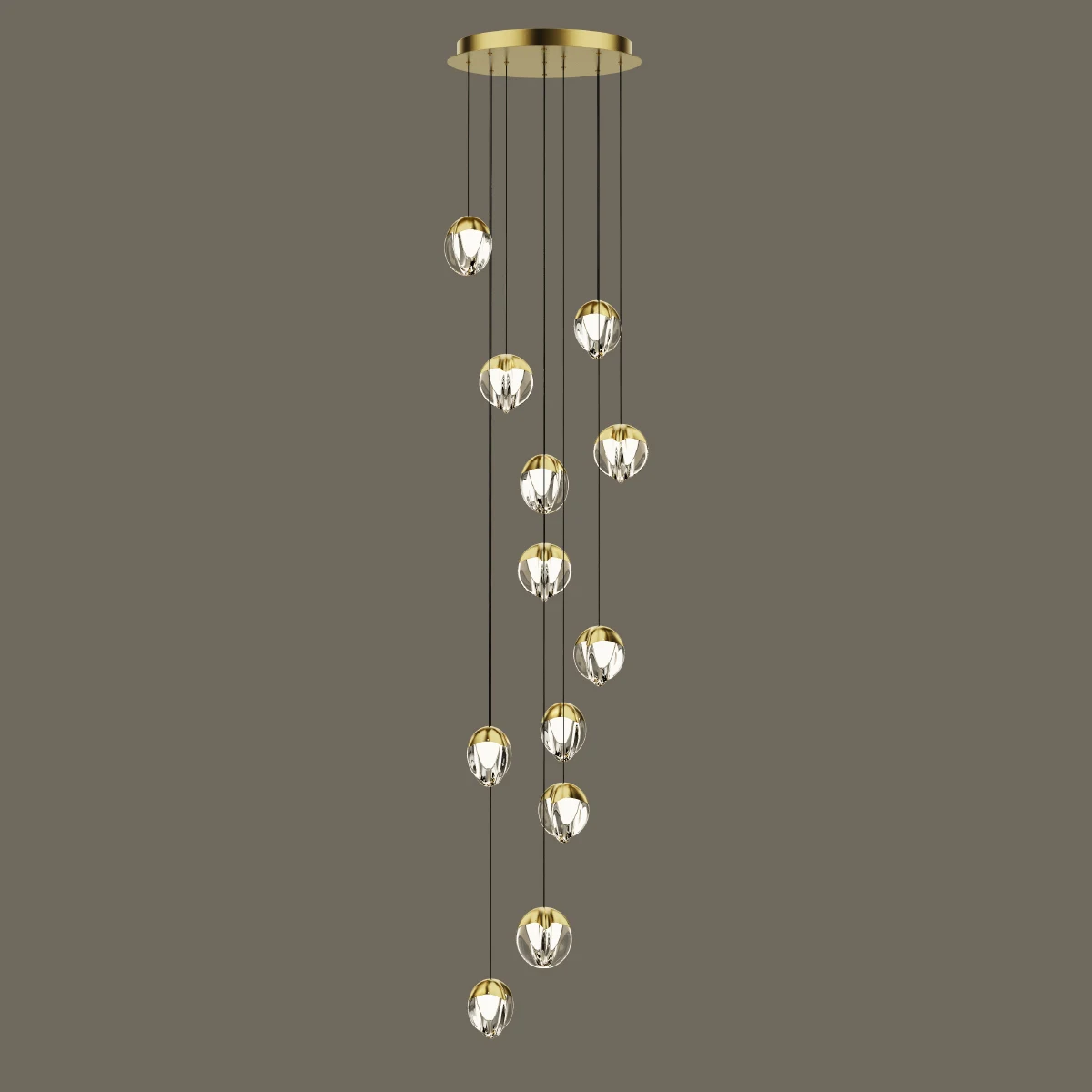 Люстра каскадная Delight Collection MD24001033 MD24001033-12A gold/clear