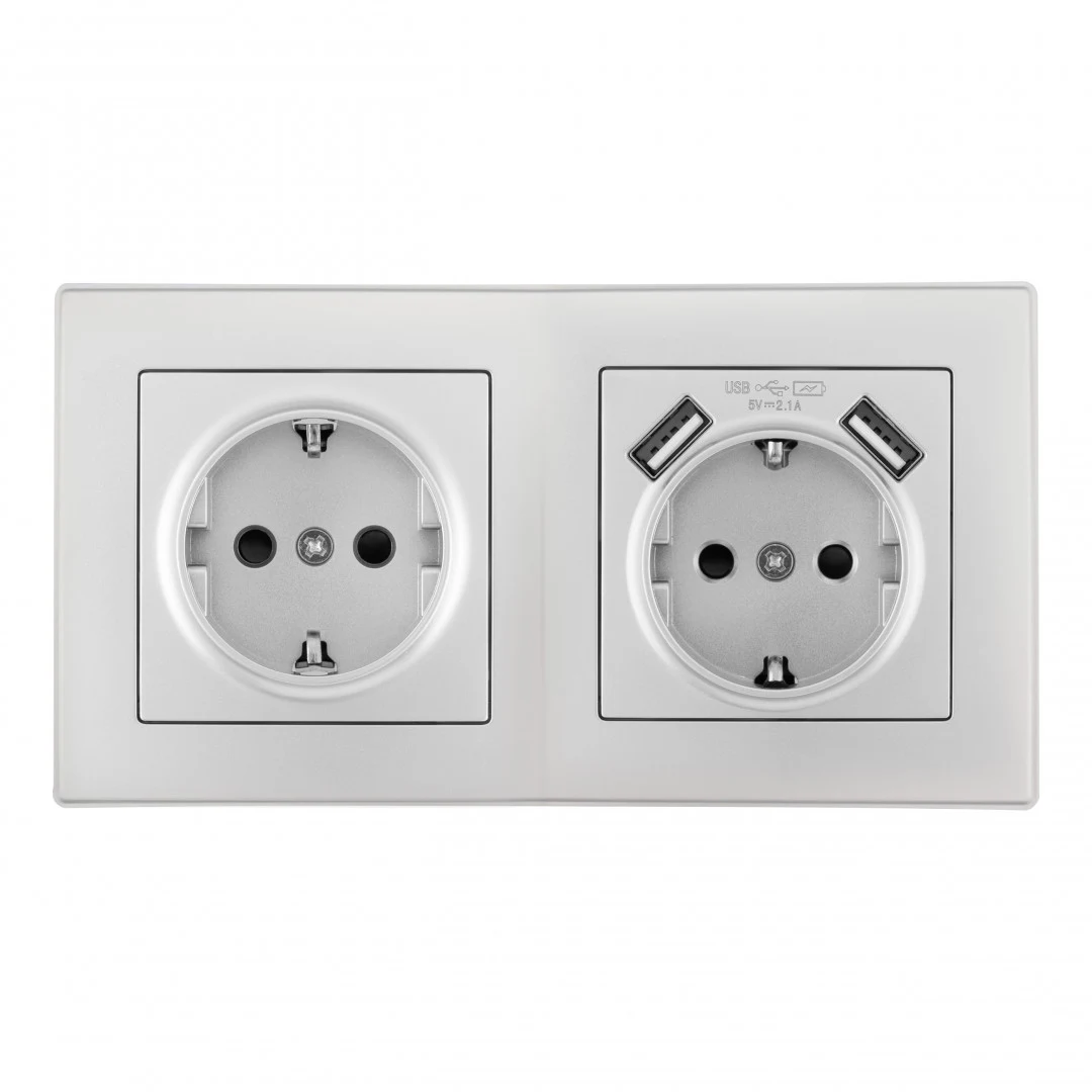 Розетка Arte Milano Set06-2 SET06-2-47-1-40-1 silver