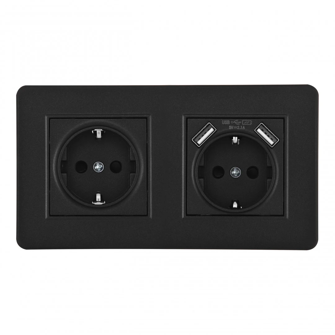 Розетка Arte Milano Set16-2 SET16-2-47-1-40-1 black