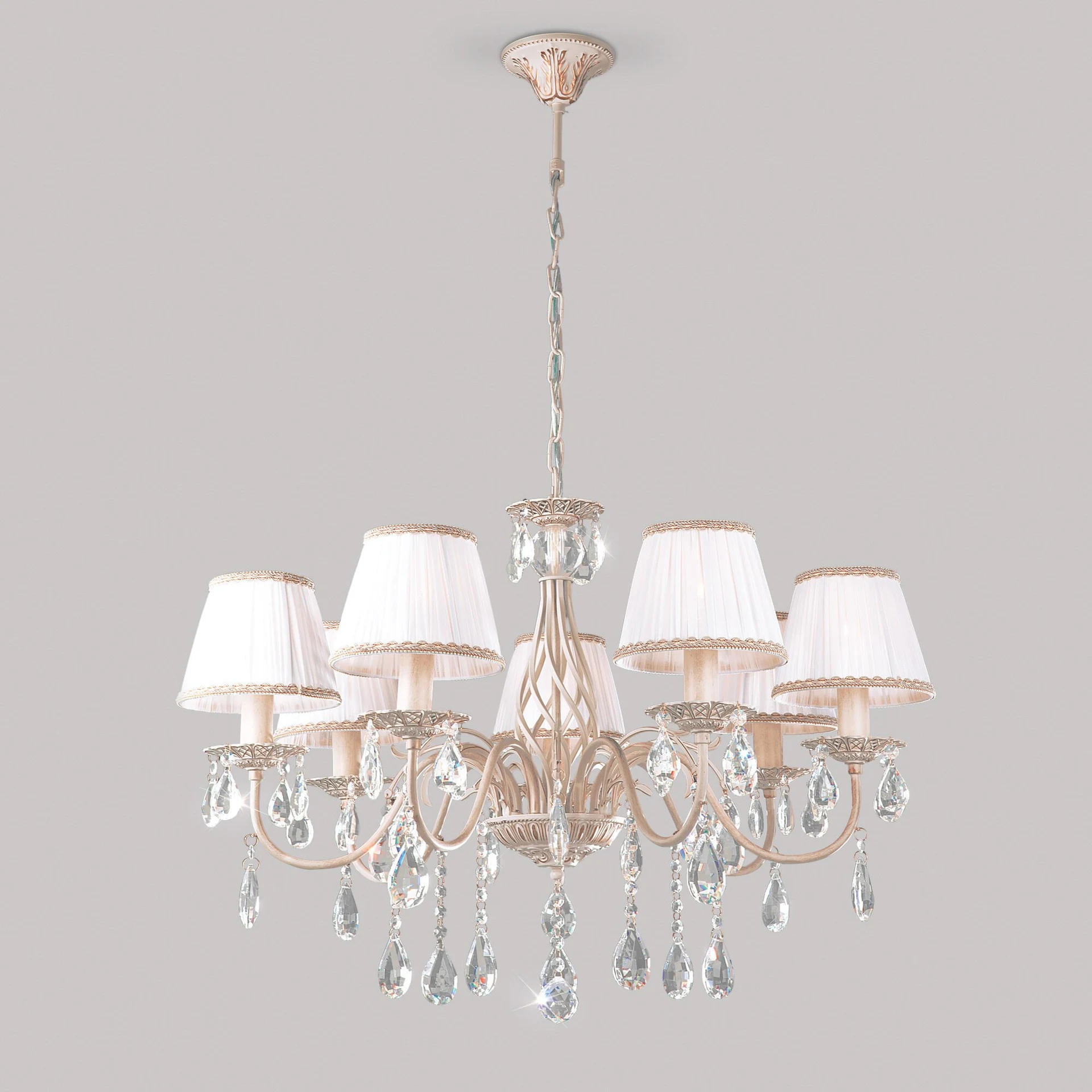 Подвесная люстра Eurosvet Amelia 3637/7 белый с золотом/прозрачный хрусталь Strotskis