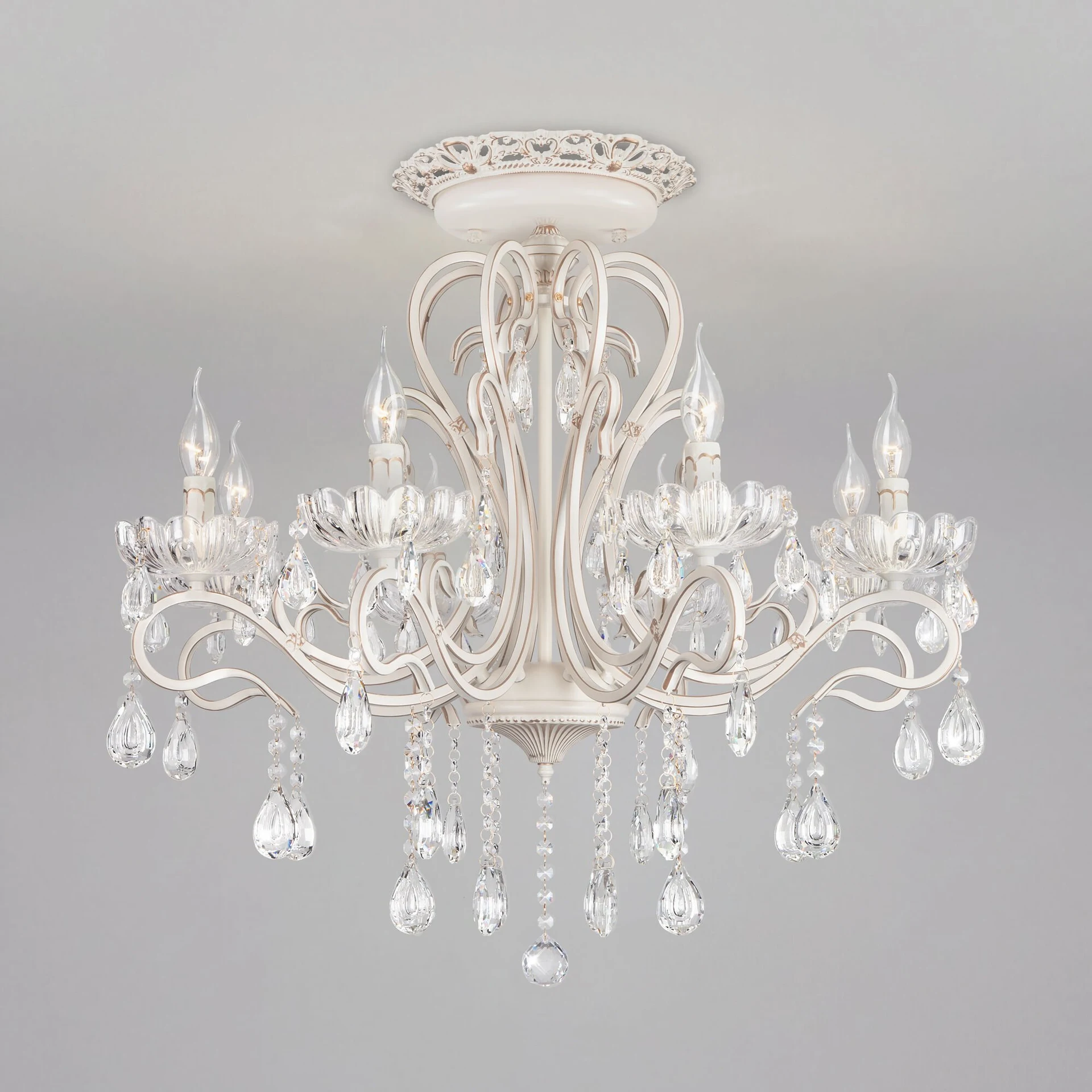 Потолочная хрустальная люстра Eurosvet Etna 12205/8 белый Strotskis