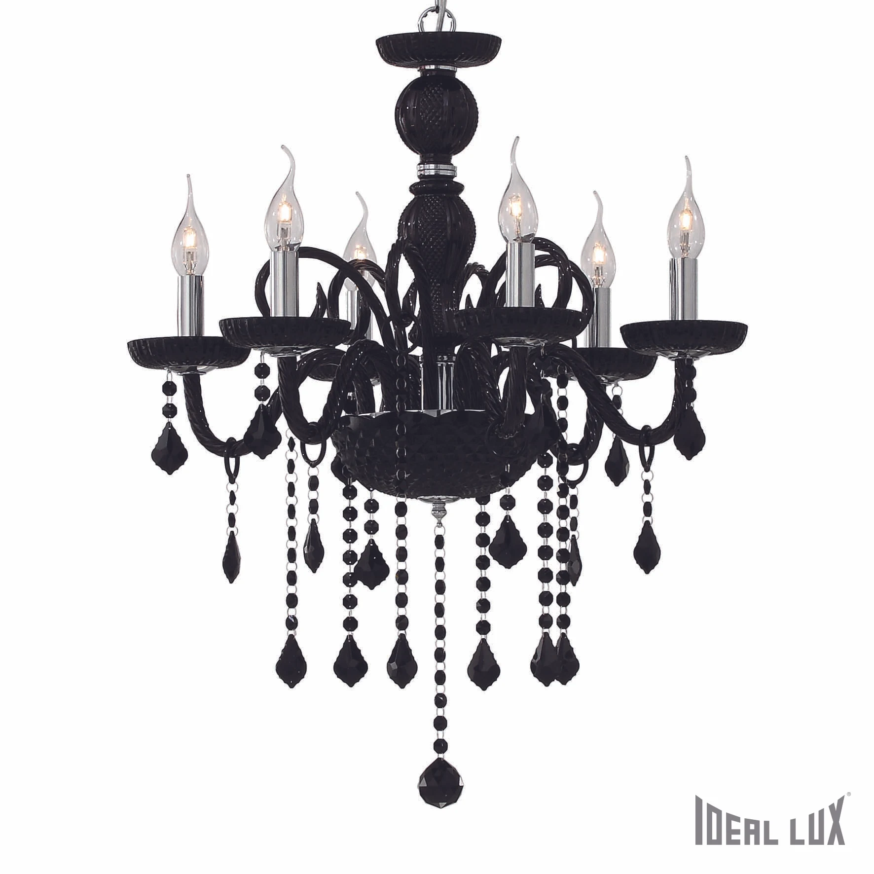 Подвесная хрустальная люстра Giudecca Ideal Lux GIUDECCA SP6 NERO