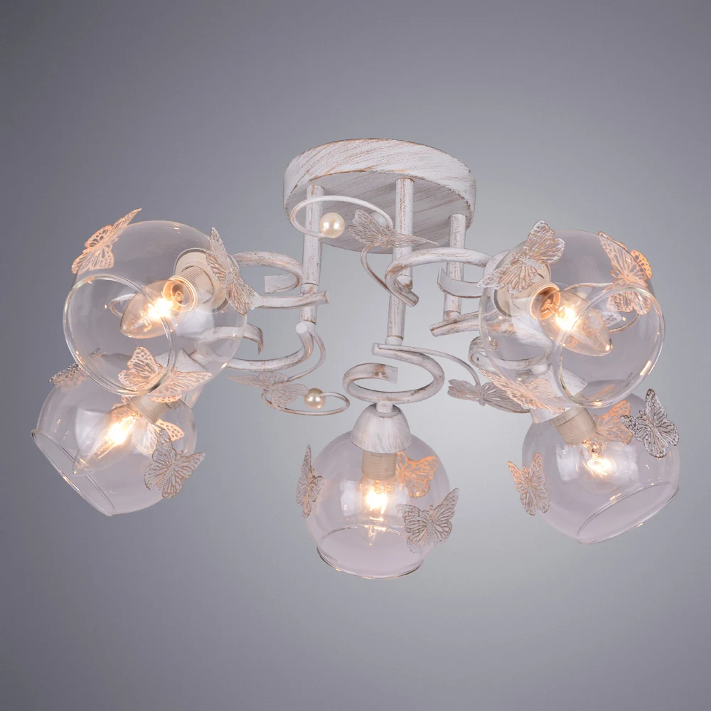Люстра с бабочками Alessandra A5004PL-5WG Arte Lamp