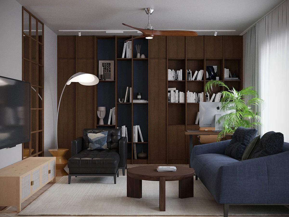Mid-Century meets Japandi: modern eclectic apartment