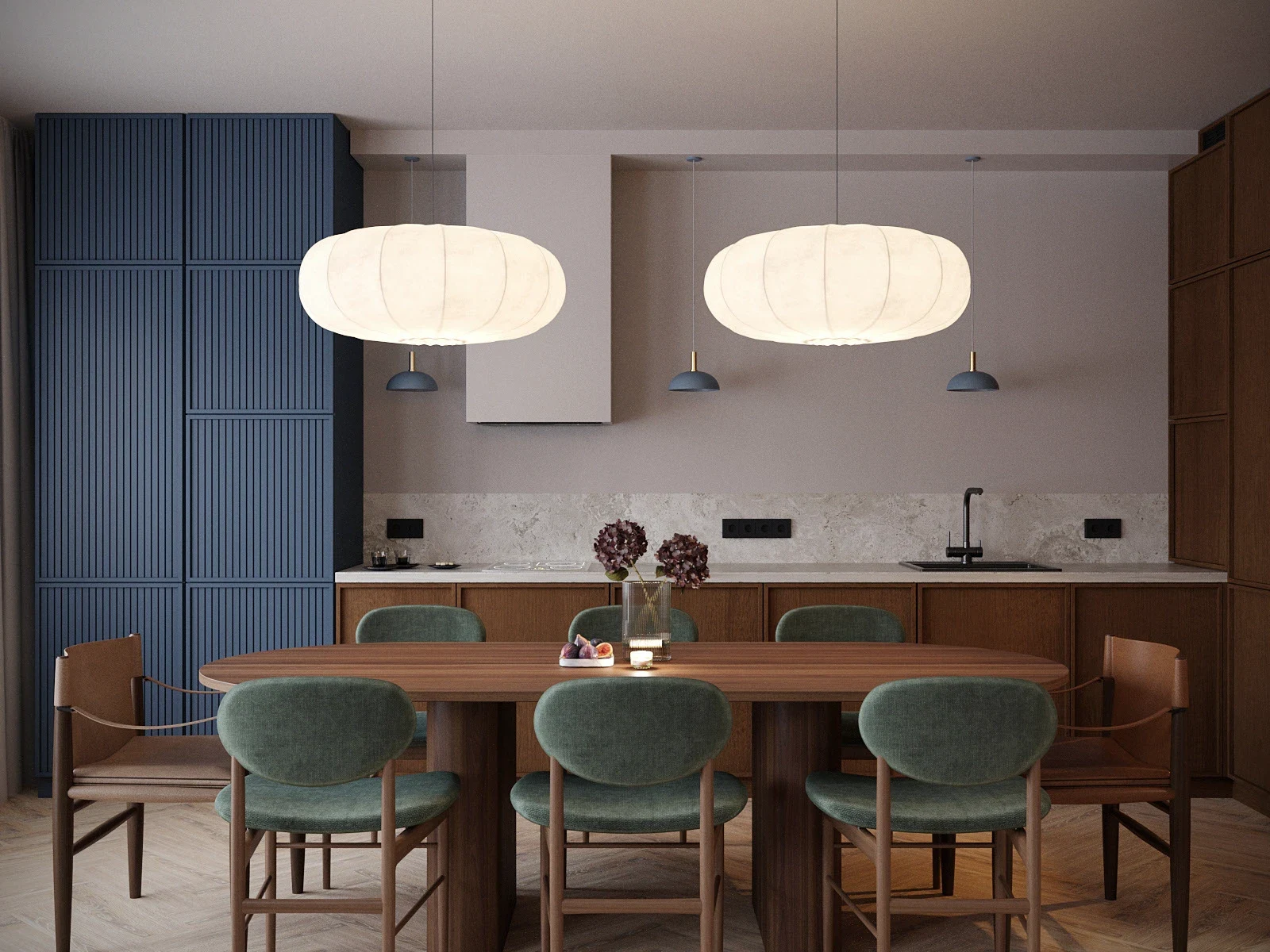 Mid-Century meets Japandi: modern eclectic apartment