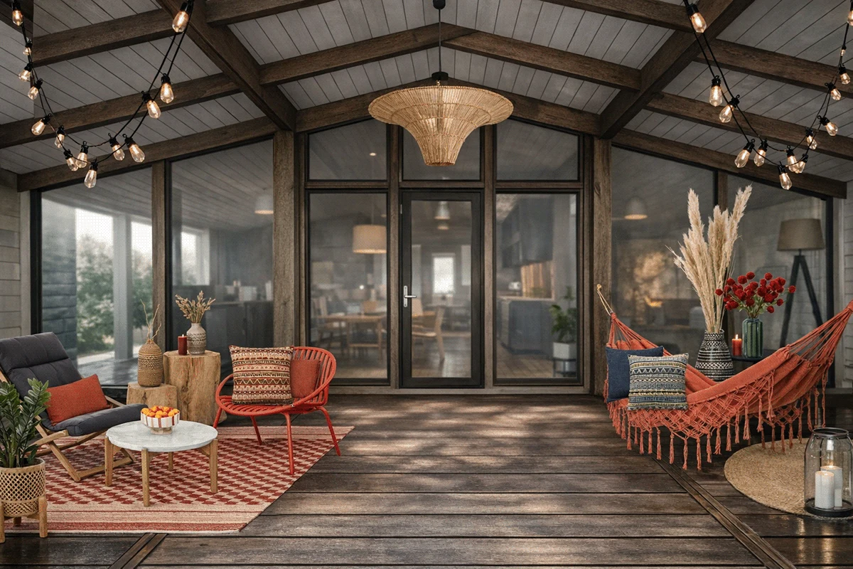 Scandi-boho with modern rustic base