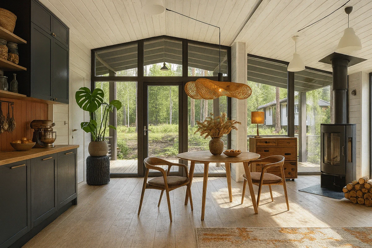 Scandi-boho with modern rustic base